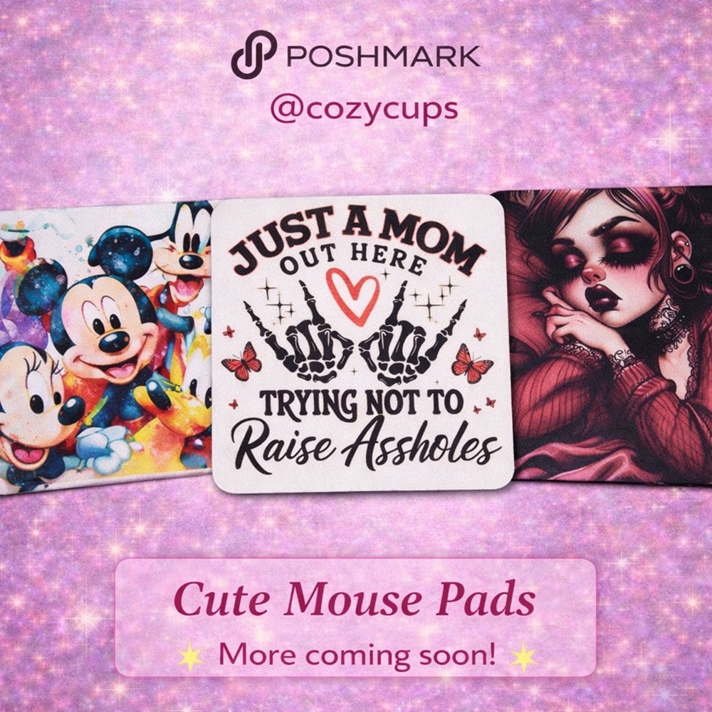 Graphic Mouse Pads - Cute Printed Designs (Pink, White, Multicolor)